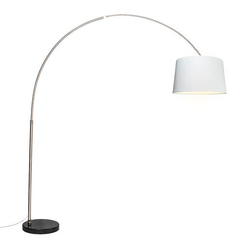 Booglamp staal stoffen kap wit 45 cm - XXL, Huis en Inrichting, Lampen | Vloerlampen, Nieuw, Overige materialen, 200 cm of meer