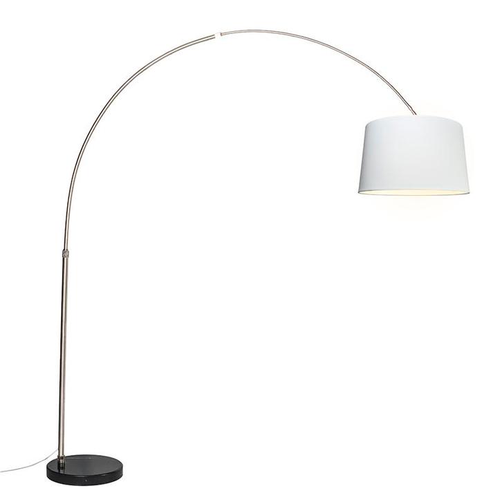 Booglamp staal stoffen kap wit 45 cm - XXL, Huis en Inrichting, Lampen | Vloerlampen, Nieuw, Overige materialen, 200 cm of meer