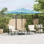 vidaXL Parasol met stalen paal 290x290x238 cm blauw, Tuin en Terras, Verzenden, Nieuw, 2 tot 3 meter