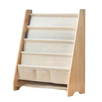 Kinderboekenkast - 76 x 62 x 28 cm - Bruin - Hout met Linnen beschikbaar voor biedingen