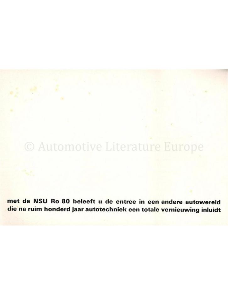 1971 NSU RO 80 BROCHURE NEDERLANDS, Boeken, Auto's | Folders en Tijdschriften, Audi