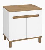 Badplaats Wastafelkast Otero 80 cm - Hoogglans Wit met Eiken, Verzenden, Nieuw