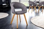 Design stoel NORDIC STAR grijze structuurstof houten poten, Huis en Inrichting, Stoelen, Ophalen of Verzenden, Nieuw