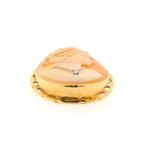 Gouden broche/hanger met camee en diamant | 0,01 ct., Ophalen of Verzenden, Gebruikt, Goud, Overige merken