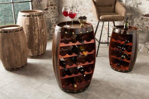 Massief wijnrek BODEGA 80cm koffiebruin grenen vat bartafel, Huis en Inrichting, Woonaccessoires | Wijnrekken, Ophalen of Verzenden