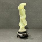 serpetine jade hofdame - Hout, serpetine jade - China, Antiek en Kunst