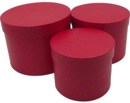 Bloemendoos Set van 3 luxe rond Rood flowerbox cadeau doos, Hobby en Vrije tijd, Knutselen, Nieuw, Ophalen of Verzenden