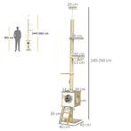 TRUUSK Krabpaal Plafondhoog 240-260 Cm Met Kattenhuis En Han, Dieren en Toebehoren, Verzenden, Nieuw