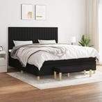 vidaXL Boxspring met matras stof zwart 160x200 cm, Huis en Inrichting, Slaapkamer | Bedden, Verzenden, Zwart, 200 cm, Stof