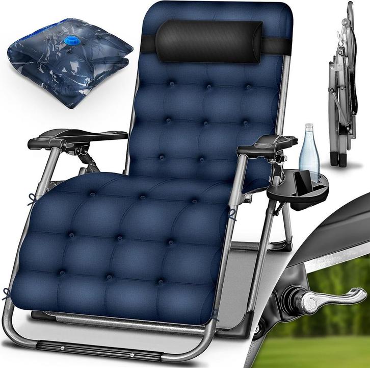 Tuinstoel - Ligstoel - Verstelbaar - Opvouwbaar - Blauw - Ti, Tuin en Terras, Tuinmeubel-accessoires, Nieuw, Verzenden
