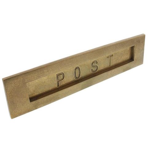 Intersteel Briefplaat geveerd met tekst Post - messing, Tuin en Terras, Brievenbussen, Nieuw, Verzenden
