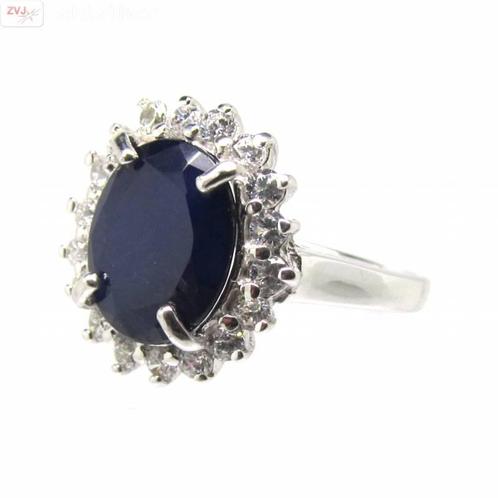 Zilveren Kate Diana ring met natuurlijke blauwe saffier, Sieraden, Tassen en Uiterlijk, Ringen, Blauw, Nieuw, Verzenden