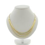 Gouden visgraat schakel collier | 44 cm (S-schakel collier), Sieraden, Tassen en Uiterlijk, Kettingen, Ophalen of Verzenden, Gebruikt
