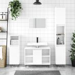 vidaXL Badkamerkast 30x30x100 cm bewerkt hout hoogglans wit, Huis en Inrichting, Verzenden, Nieuw, 100 tot 150 cm