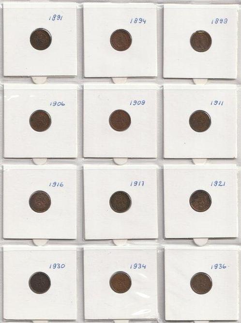 Nederland. Wilhelmina. 1/2 Cent 1891 t/m 1940 compleet (23, Postzegels en Munten, Munten | Nederland