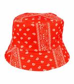 Bucket Hat Omkeerbaar Paisley Wit Rood, Nieuw