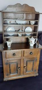 Kabinet - Hout, Miniatuur vitrinekast met porseleinen