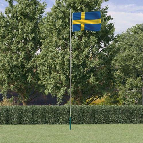 vidaXL Vlag met vlaggenmast Zweden 6,23 m aluminium, Diversen, Vlaggen en Wimpels, Verzenden