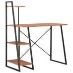 vidaXL Bureau met schappen 102x50x117 cm zwart en bruin, Verzenden, Nieuw