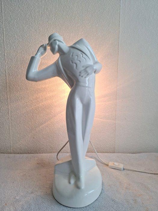 Tafellamp - Porselein - Dandy met Bolhoed, Antiek en Kunst, Kunst | Designobjecten