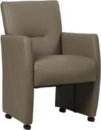 Grijze leren moderne eetkamerfauteuil - Toledo Leer Smog (gr, Huis en Inrichting, Overige kleuren, Nieuw, Leer, Ophalen of Verzenden