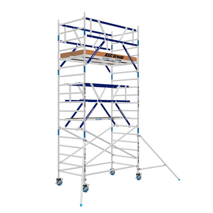 AGS Pro rolsteiger ASC 135 x 250 x 6.2 wh tweezijdig, Doe-het-zelf en Verbouw, Steigers, Rolsteiger of Kamersteiger, Nieuw, 5 meter of hoger