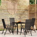 vidaXL 5-delige Tuinset zwart, Tuin en Terras, 4 zitplaatsen, Verzenden, Nieuw, Rvs