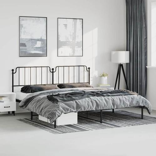 vidaXL Bedframe met hoofdbord metaal zwart 193x203 cm, Huis en Inrichting, Slaapkamer | Bedden, Zwart, Nieuw, Metaal, Verzenden
