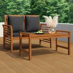 vidaXL 2-delige Loungeset met donkergrijze kussens massief, Verzenden, Nieuw, Hardhout, Loungeset