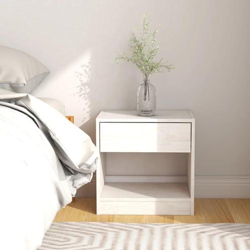 vidaXL Nachtkastje 40x31x40 cm massief grenenhout wit, Huis en Inrichting, Slaapkamer | Nachtkastjes, Nieuw, Minder dan 45 cm