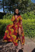 Afrikaanse print Infinity Multiway Maxi Jurk - Rood & Geel C, Kleding | Dames, Ophalen of Verzenden, Nieuw