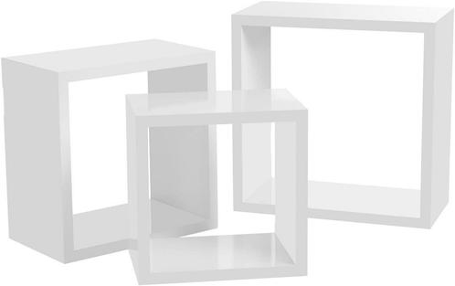 Wandplanken - Set van 3 Kubusvormige - Hoogglans - Wit, Huis en Inrichting, Kasten | Wandmeubels, Nieuw, Ophalen of Verzenden