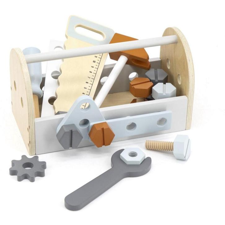 Compacte houten gereedschapskist voor kinderen vol fantas..., Kinderen en Baby's, Speelgoed | Houten speelgoed, Nieuw, Ophalen of Verzenden