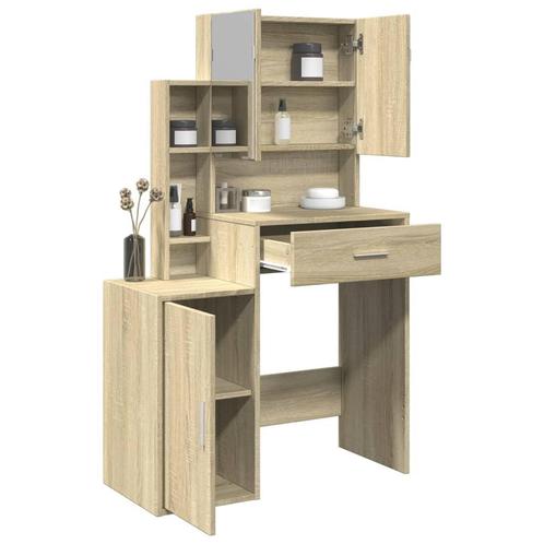 vidaXL Kaptafel met kastje 80x35x132 cm sonoma eikenkleurig, Huis en Inrichting, Tafels | Kaptafels, Nieuw, Verzenden