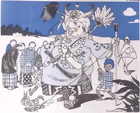 Mussert als Susuhunan op spotprent (lijst optie, Lithos), Antiek en Kunst, Kunst | Litho's en Zeefdrukken, Verzenden