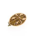 18 Krt. Bicolor gouden broche van filigrain techniek | Vi..., Ophalen of Verzenden, Gebruikt, Overige kleuren, Goud