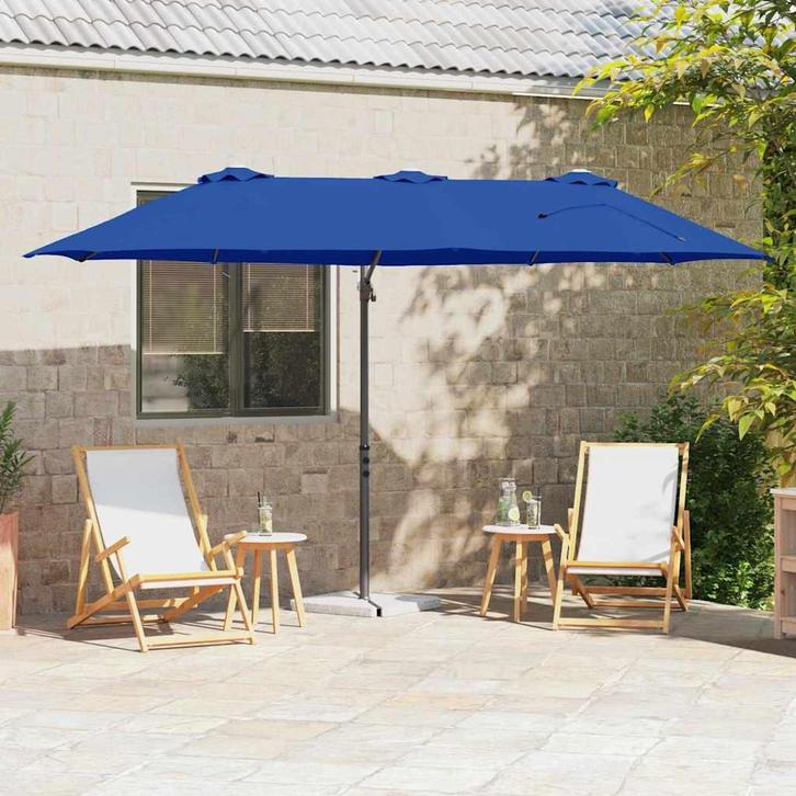 vidaXL Tuin Cantilever Parasol azuurblauw 372 x 198 x 243 cm, Tuin en Terras, Parasols, Nieuw, 1 tot 2 meter, Verzenden