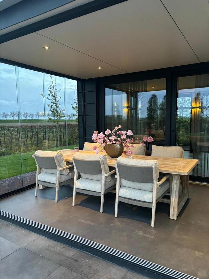 4 Seasons Outdoor Julia Low Dining set Tuinset Eetset, Tuin en Terras, Tuinsets en Loungesets, Eettafel, Stoel, Nieuw, Teakhout