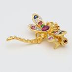 Broche - 18 karaat Geel goud Robijn -