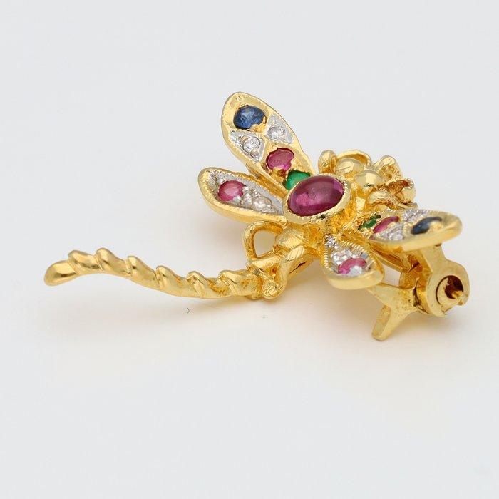 Broche - 18 karaat Geel goud Robijn -, Sieraden, Tassen en Uiterlijk, Antieke sieraden