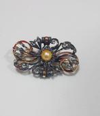 Broche - 19.2 kt. Roségoud, Zilver Parel - Diamant, Sieraden, Tassen en Uiterlijk, Antieke sieraden
