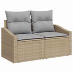 vidaXL Tuinbank met kussen Beige 123 x 62 x 69cm poly rattan, Tuin en Terras, Tuinsets en Loungesets, Verzenden, Nieuw, Rotan