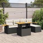 vidaXL 6-delige Loungeset met kussens poly rattan acacia, 6 zitplaatsen, Nieuw, Loungeset, Verzenden