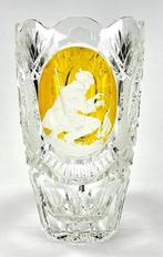 Vaso Cristallo Ambra Boemia – Incisione Artigianale a Cammeo