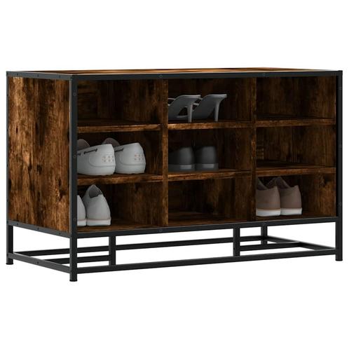 vidaXL Schoenenbank 84x40x53,5 cm bewerkt hout en metaal, Huis en Inrichting, Banken | Voetenbanken en Poefen, Nieuw, Verzenden
