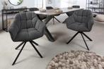 Bureaustoel PAPILLON antraciet decoratief gewatteerd zwart, Huis en Inrichting, Stoelen, Ophalen of Verzenden, Nieuw