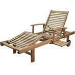 Showroommodel Comfort lounger ligbed verstelbaar teak, Tuin en Terras, Ophalen of Verzenden, Nieuw, Teakhout