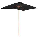 Parasol met houten paal 150x200 cm zwart (Overige), Nieuw, Verzenden