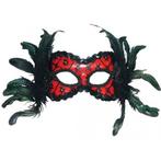Rode oogmaskers met veren - Oogmaskers, Hobby en Vrije tijd, Ophalen of Verzenden, Nieuw