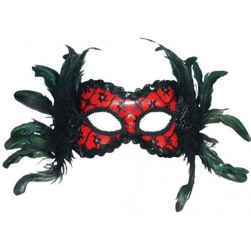 Rode oogmaskers met veren - Oogmaskers, Hobby en Vrije tijd, Feestartikelen, Ophalen of Verzenden